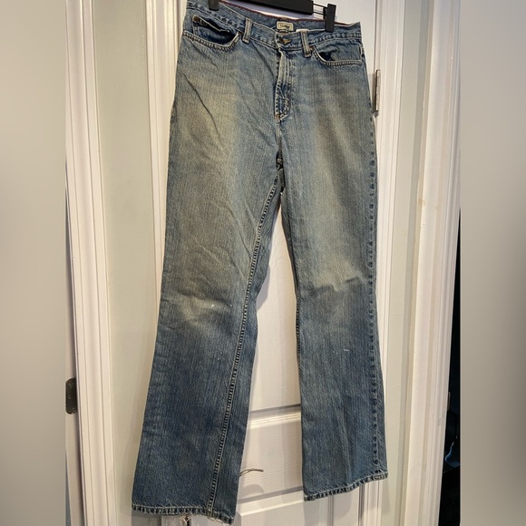 VTG L.L. Bean Size 12 T Boot Cut Cotton Denim Jeans Worn Distressed Med Wash - Picture 4 of 15